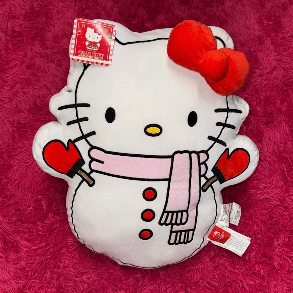 hello kitty christmas snowman pillow plush NWT